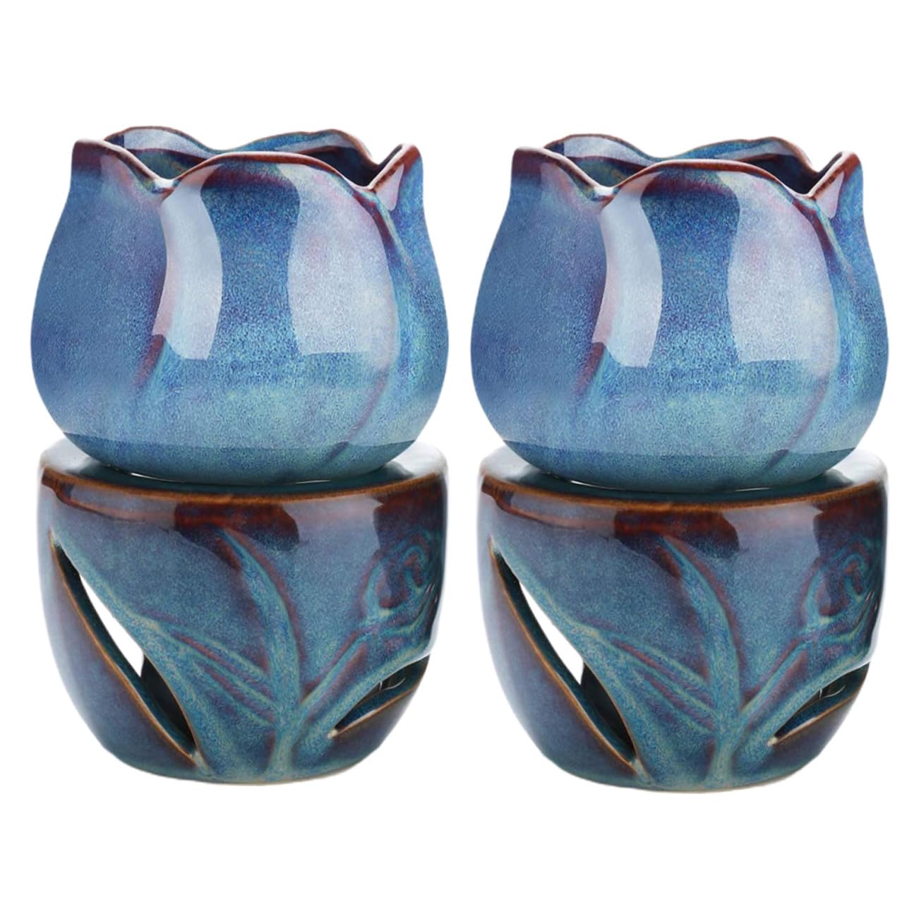 Brûleur d'parfum en porcelaine bleu foncé d'artisanat délicat pour décoration intérieure