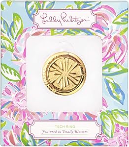 Lilly Pulitzer Cell Phone Gold Metal Stability Tech Ring, Citrus