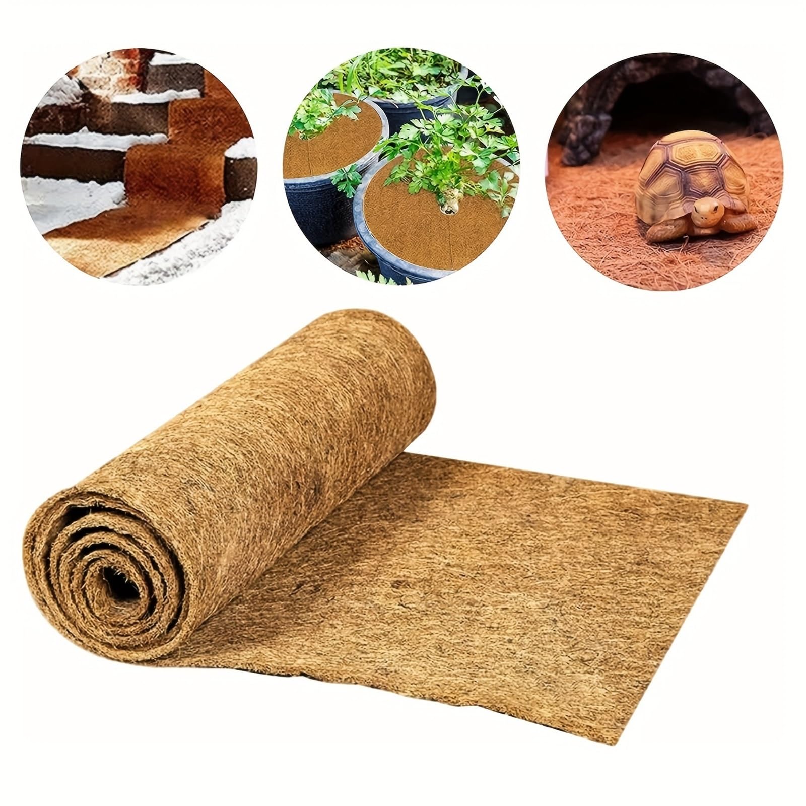 Fibra di Cocco Tappetino in fibra di cocco 2 pezzi | Fodere for fioriere, pali di muschio fai-da-te, vasi da giardinaggio(100X40cm)