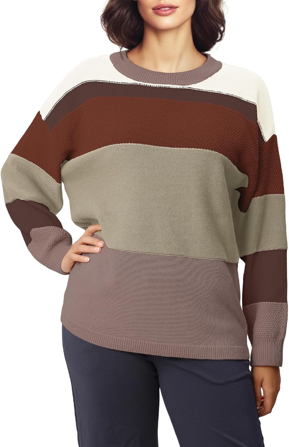 Womens Oversized Sweaters Cable Knit Crewneck Tops Long Sleeve Casual Outfits Winter 2025 - Image 5