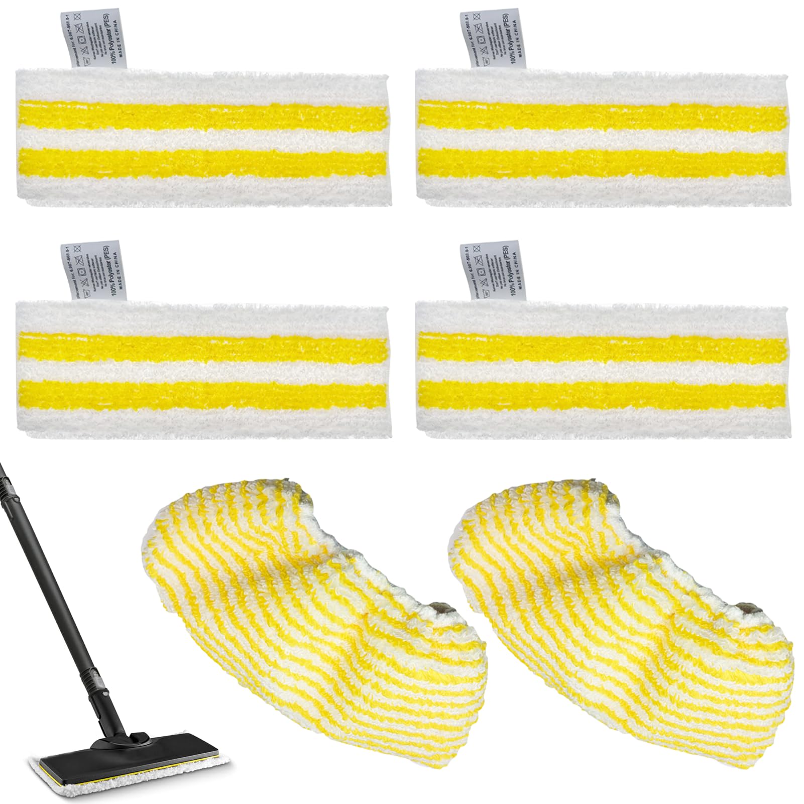 6 Stück Ersatztücher für Dampfreiniger, Dampfreiniger Mikrofaser Ersatztüchers Set, Dampfreinigers Zubehör für Kärcher Dampfreinigers Zubehör Easyfix Sc 2, Sc 3, Sc 4, Sc 5(4 Bodentücher + 2 Überzüge)