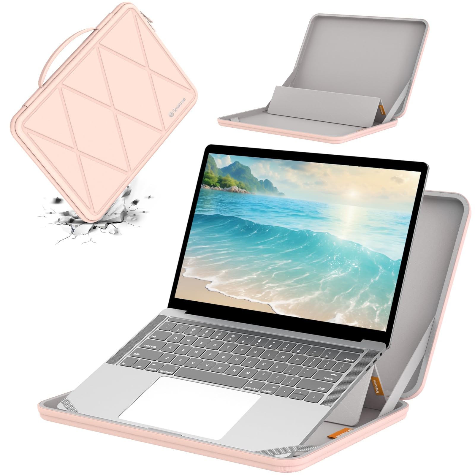 Smatree MS94 custodia rigida in EVA con supporto per 15,6 pollici HP Victus notebook gaming 15z/15t/15, per 15,6 pollici HP Envy 16-h1097nr/16-h1047nr/16t-h1000 custodia idrorepellente, rosa