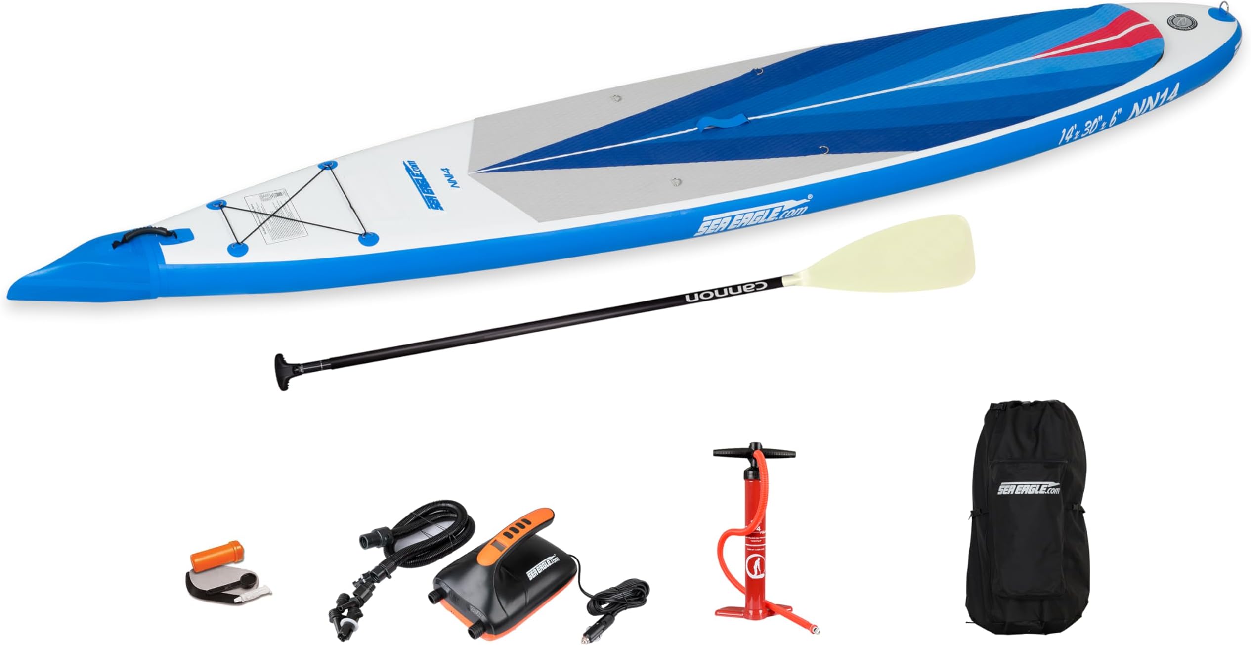 Sea Eagle NeedleNose 14’ Inflatable Lightweight High Pressure Drop Stitch Stand Up Paddle Board SUP, Patented Wave Piercing Bow