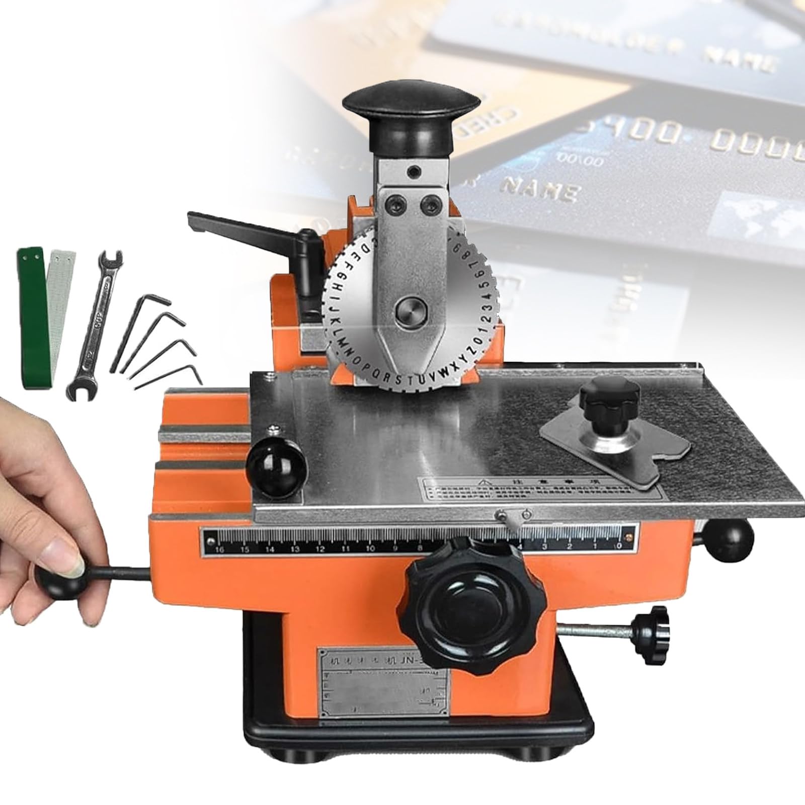 Atwynd Embossing Nameplate Marking for Nameplates, Asset Labels & Equipment Tags, Manual Metal Stamping Printer Embosser with Fixture, Semi-Automatic Metal Dog Tag Marking Machine A-6mm