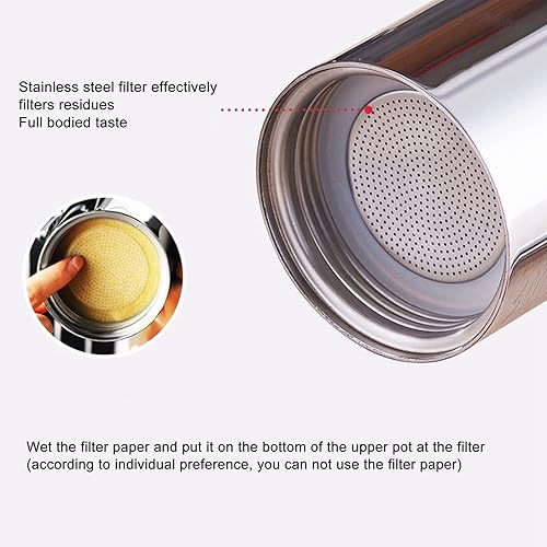 Miniatura 2 de Dilwe Cafetera para estufa, cafetera de acero inoxidable, cafetera italiana rápida con válvula incluida para el hogar, café de campamento (16.9 fl