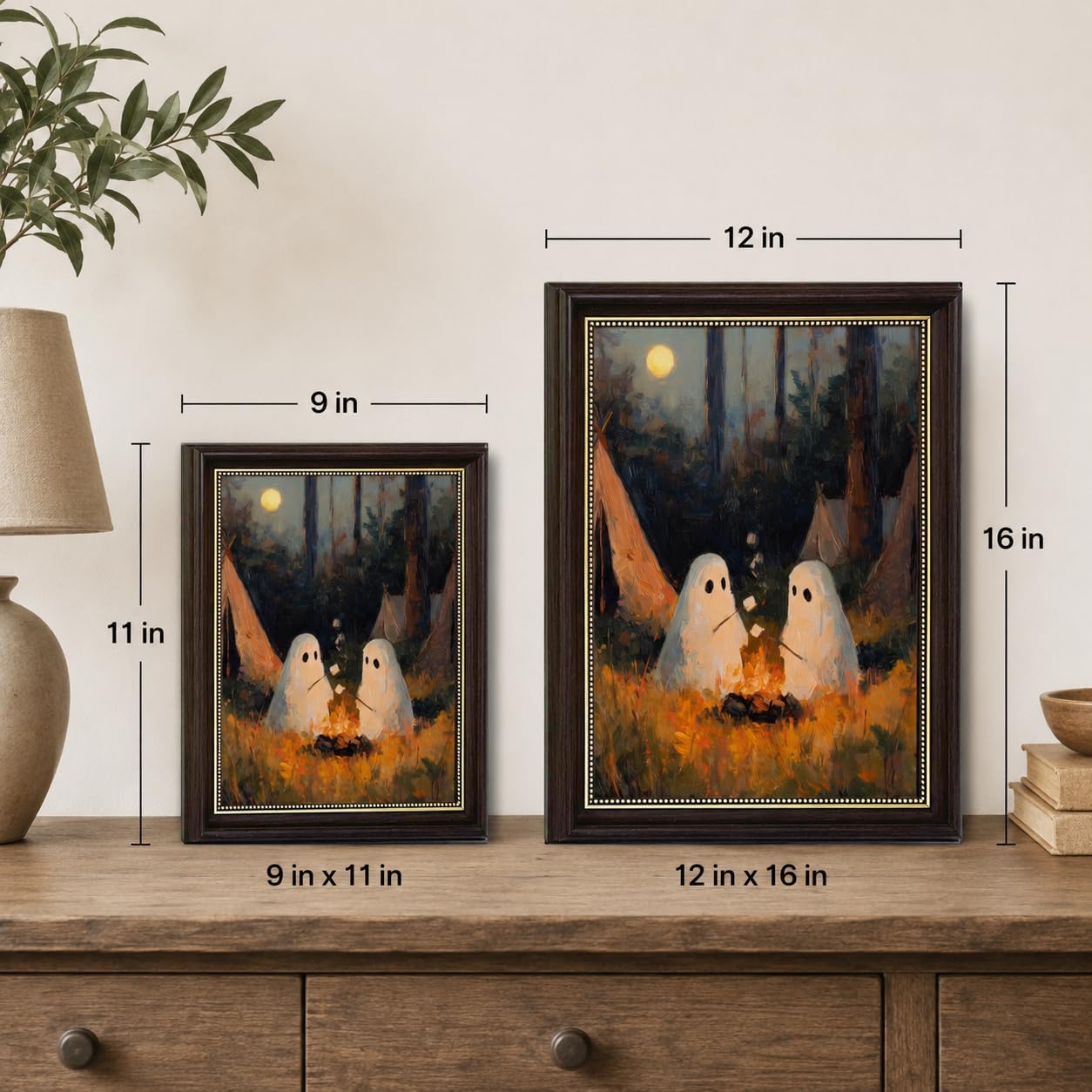 Camgariydan Camping Ghosts Framed Wall Art Cute Ghost Wall Decor 9×11 image 5