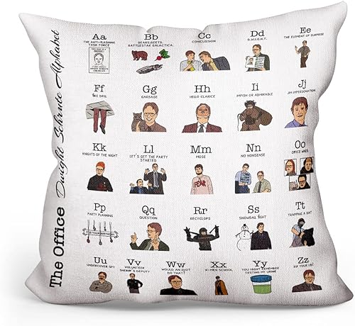 Miniatura 1 de Funny The Office Dwight Schrute - Funda de almohada con tema del alfabeto, bonita funda de almohada de lino, decoración del hogar, regalos para