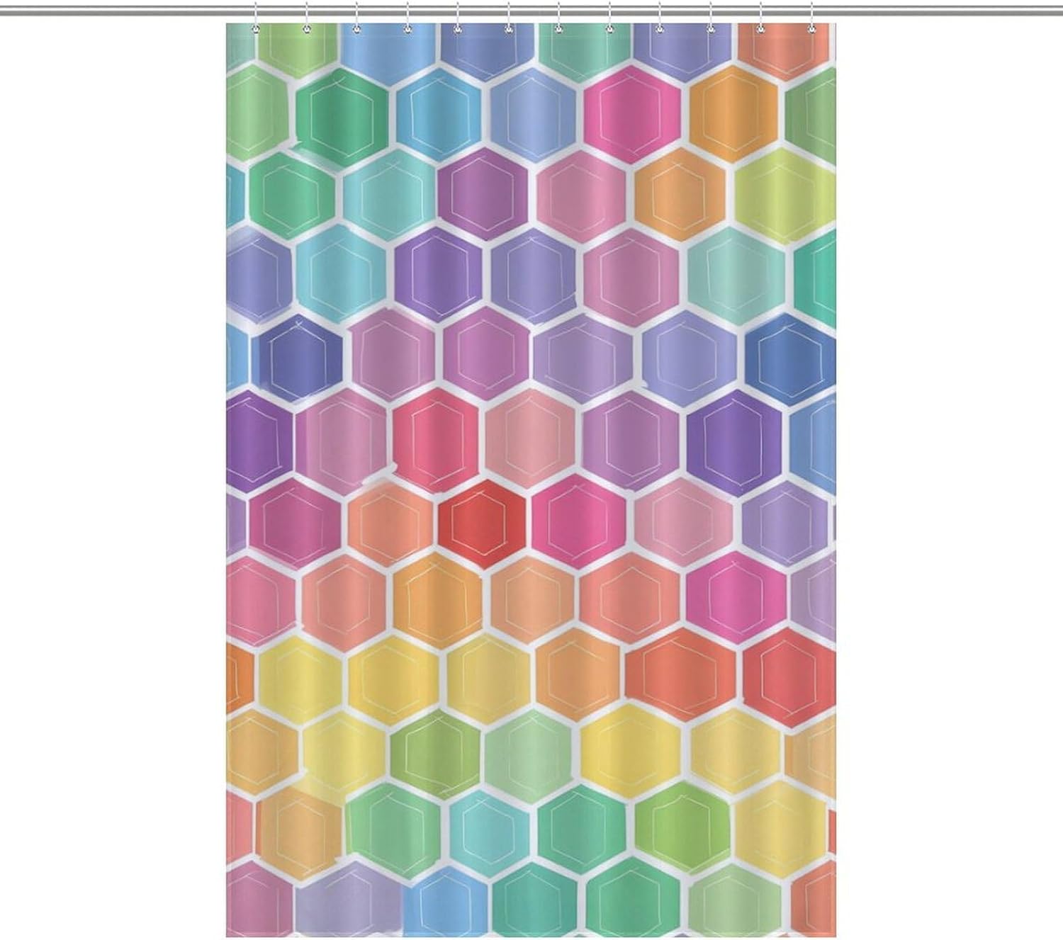 Colorful Hex Pattern Shower Curtain 46.85x70.87Inch（119x180cm） Polyester Bath Curtain Shower Curtains Printed Decorative