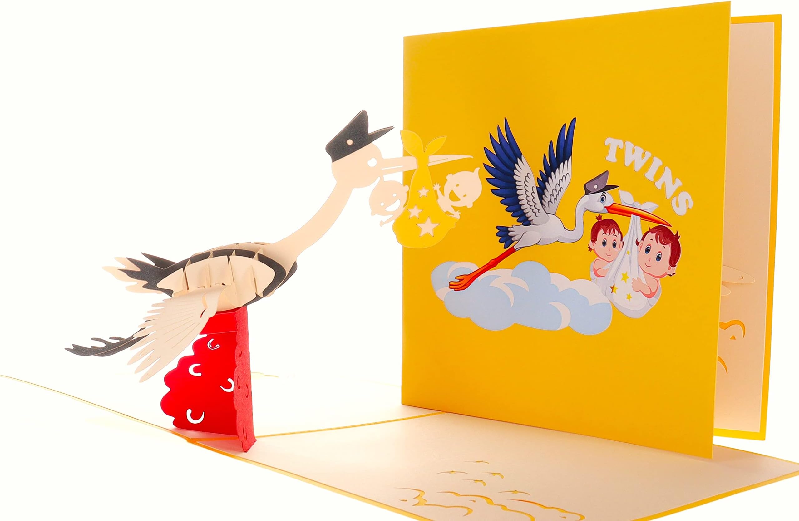 iGifts And Cards Awesome Twins Baby Shower 3D Pop Up Greeting Card – Congratulations, Fun, Stork, Wonderful, Special, Bundle, Best Wishes, Newborns, Cute, Congrats, Adorable, Joy, Amazing, Precious