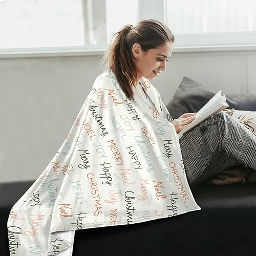 Miniatura 6 de Christmas Text Fluffy Blanket Winter Bed Blanket Lightweight Cozy Throws 60"x90" for Picnic, Travel, Travel