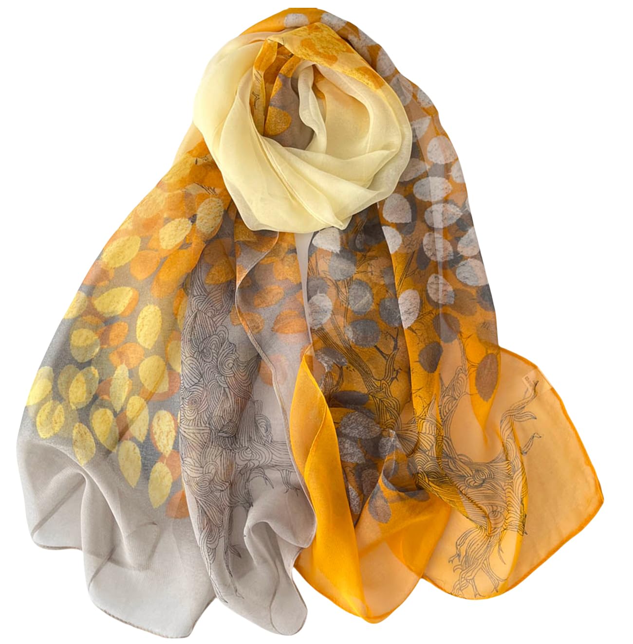 FAIRYGATE Écharpe en Mousseline de Soie pour Femmes Foulard Châle Fleur Style Élégant Écharpes à la Mode pour Femme Longues 160 x 50 cm Fabrication Très Douce B7226