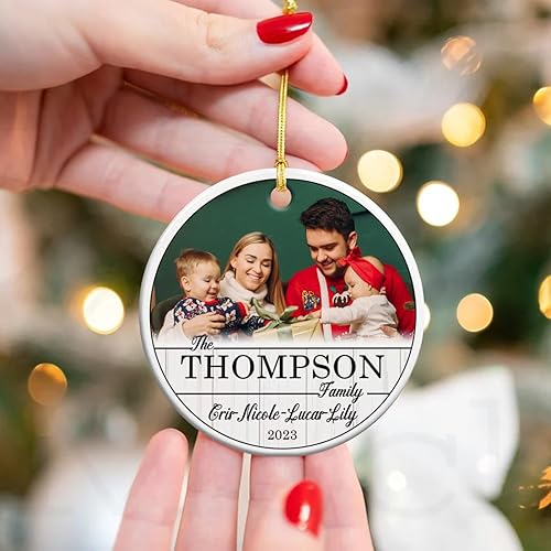 Vista 89 de Adorno de Navidad con foto personalizada de mi segunda Navidad 2025, adorno personalizado de cerámica para bebé, adorno colgante para árbol
