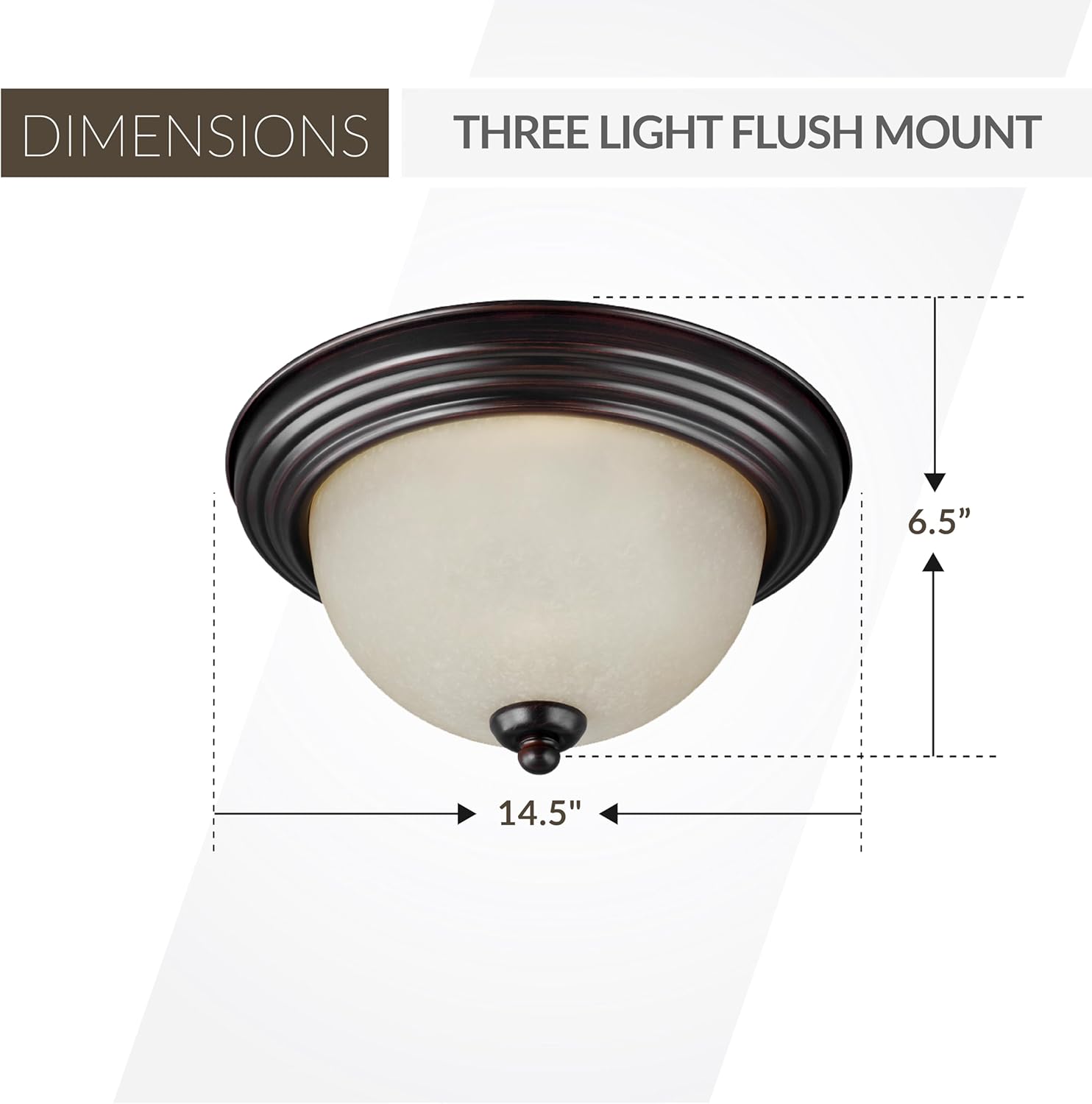 Seagull 77065-710 Transitional Three Light Flush Mount from Ceiling Flush Mount Collection in Bronze/Dark Finish
