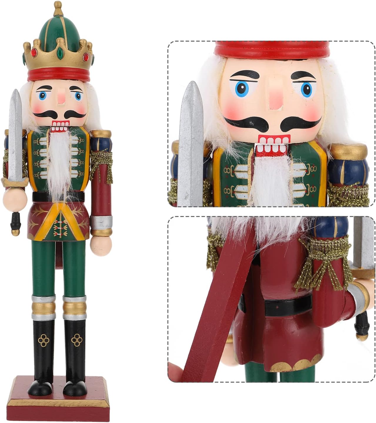 NUOBESTY Christmas Wooden Nutcracker Ornaments Nutcracker King Soldier Figure Wooden Hanging Nutcracker Figure Nutcracker Soldier Ornament for Xmas Desktop Office Decor 1Pc
