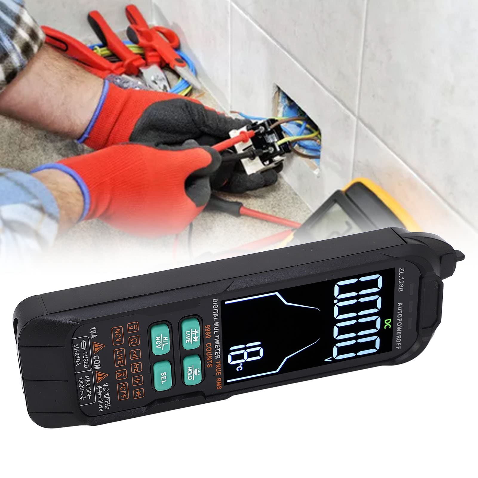 Multímetro Digital Pantalla Retroiluminada Grande Portátil para Medición Segura y Rápida 0-1000 V para Proyectos de Ciencia en el Hogar Material ABS