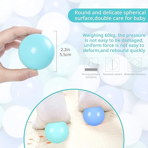 Miniatura 3 de Heopeis - Paquete de 100, 200, 500 pelotas para alberca de bolas, set de estrellas y redondas, sin BPA, sin ftalatos, no tóxico, a prueba de