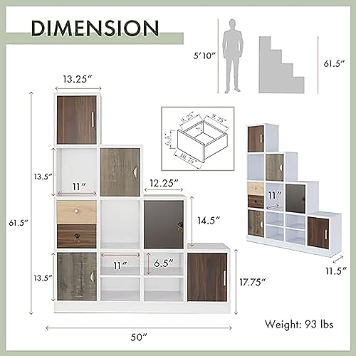Miniatura 3 de HOMES: Inside + Out Catrina - Estantería moderna para escaleras, color blanco