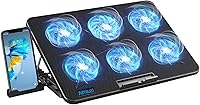 AIMIUZI Laptop Cooling Pad with 6 Quiet Fans & 7 Adjustable Heights for 12-17" Gaming Laptops - USB Powered Cooler