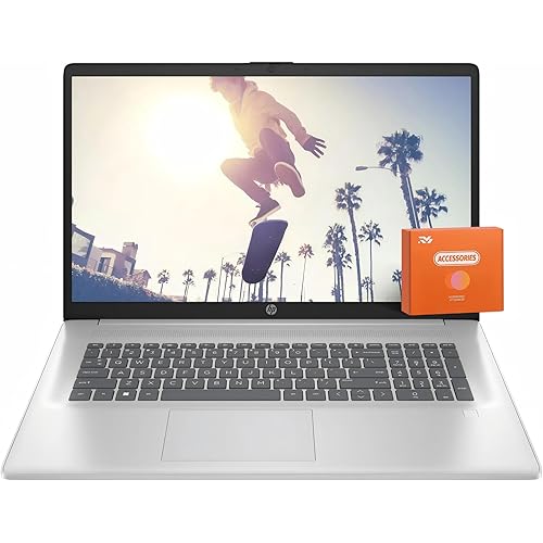 HP 17 inch Laptop, Office Pro Lifetime License, 17.3" Full HD IPS Display, AMD Ryzen 5 7430U, AMD Radeon Graphics, 32 GB RAM, 1 TB SSD, Wi-Fi 6, Copilot AI, Webcam, Windows 11 Pro, w/Accessories