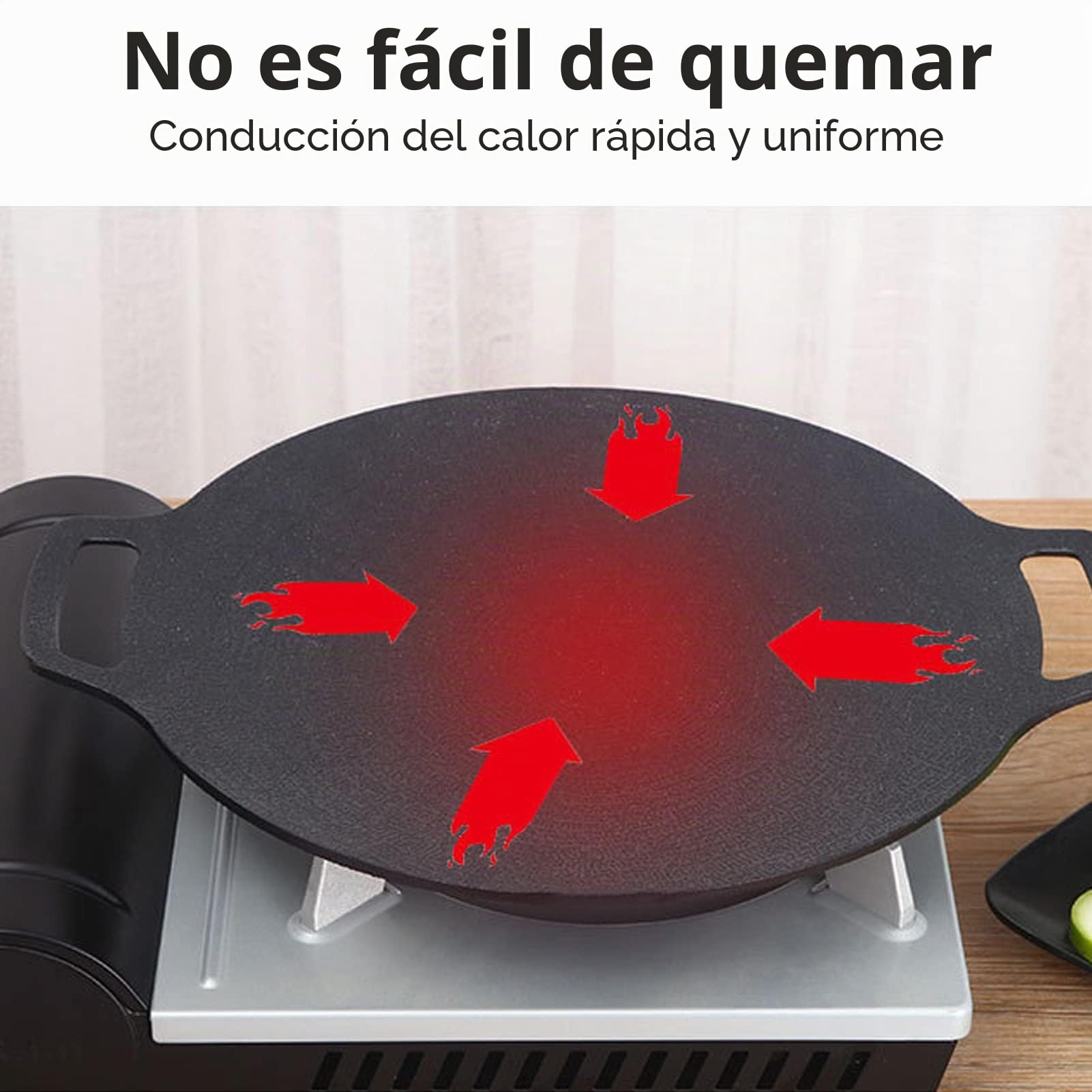 Sartén redonda coreana, sartén para barbacoa de estilo coreano, aleación de aluminio, cocción rápida y uniforme de salchichas en casa (36 cm)