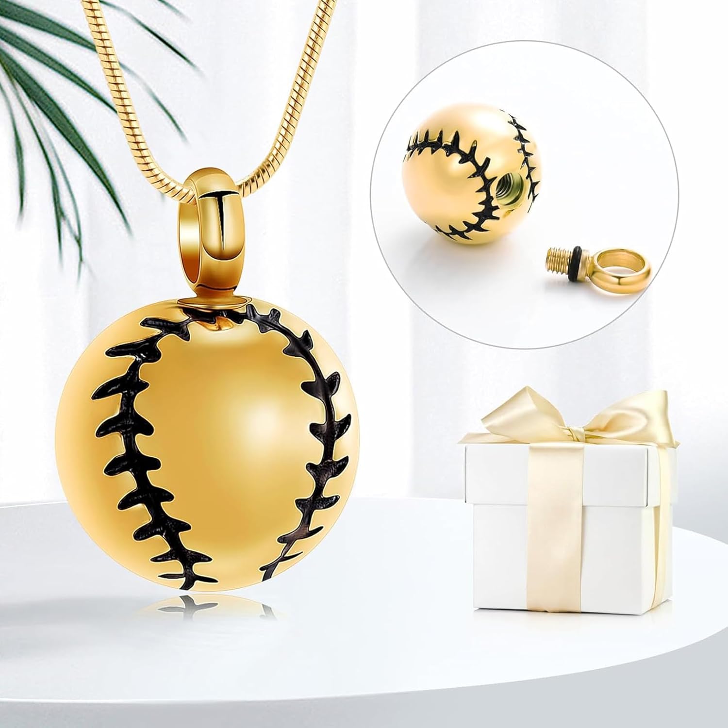 Hearbeingt 2 Pieces Baseball Urn Necklaces for Ashes Baseball Bat Stainless Steel Cremation Jewelry Memorial Pendant for Women Men Loved One Memorial Ashe Pendant