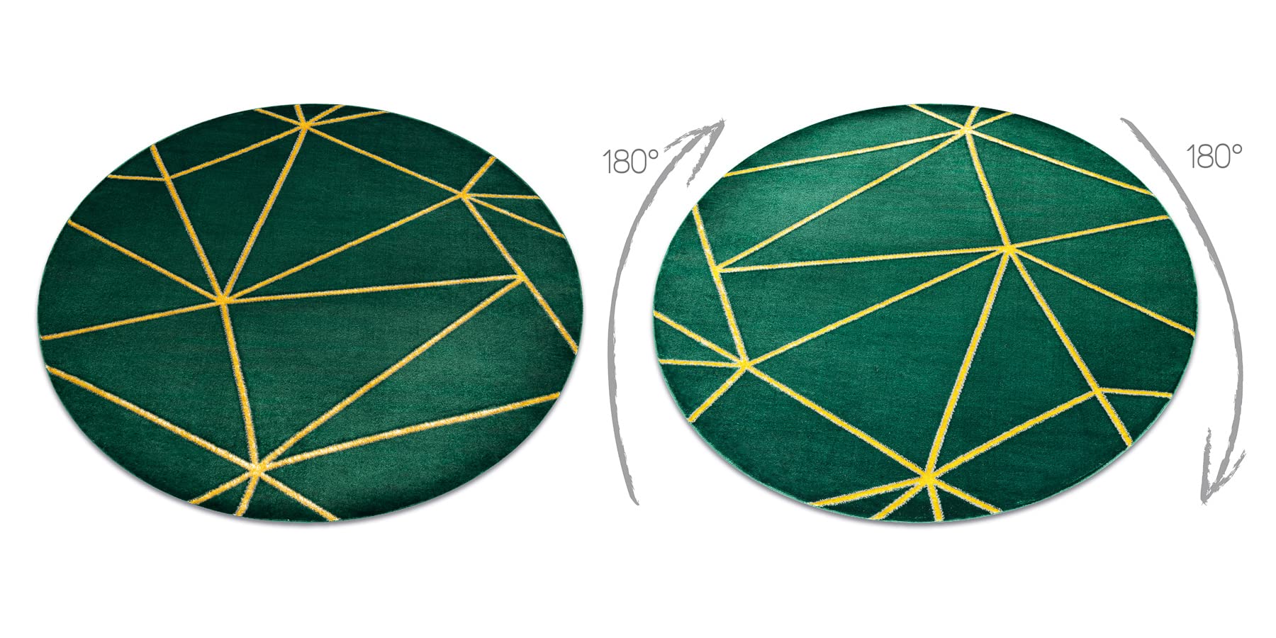 Ekskluzywny dywan Emerald 1013 okrąg - glamour, stylowy geometryczny buteleczkowy zielony / złoty okrąg 160 cm zielony