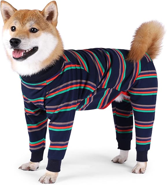 Dog Surgery Recovery Suit Onesie With Legs Long Sleeves Breathable Post Surgery Pyjamas Anti Lick Abdominal Wound Dog Cone Alternative For Pet Dogs (M, Blue)