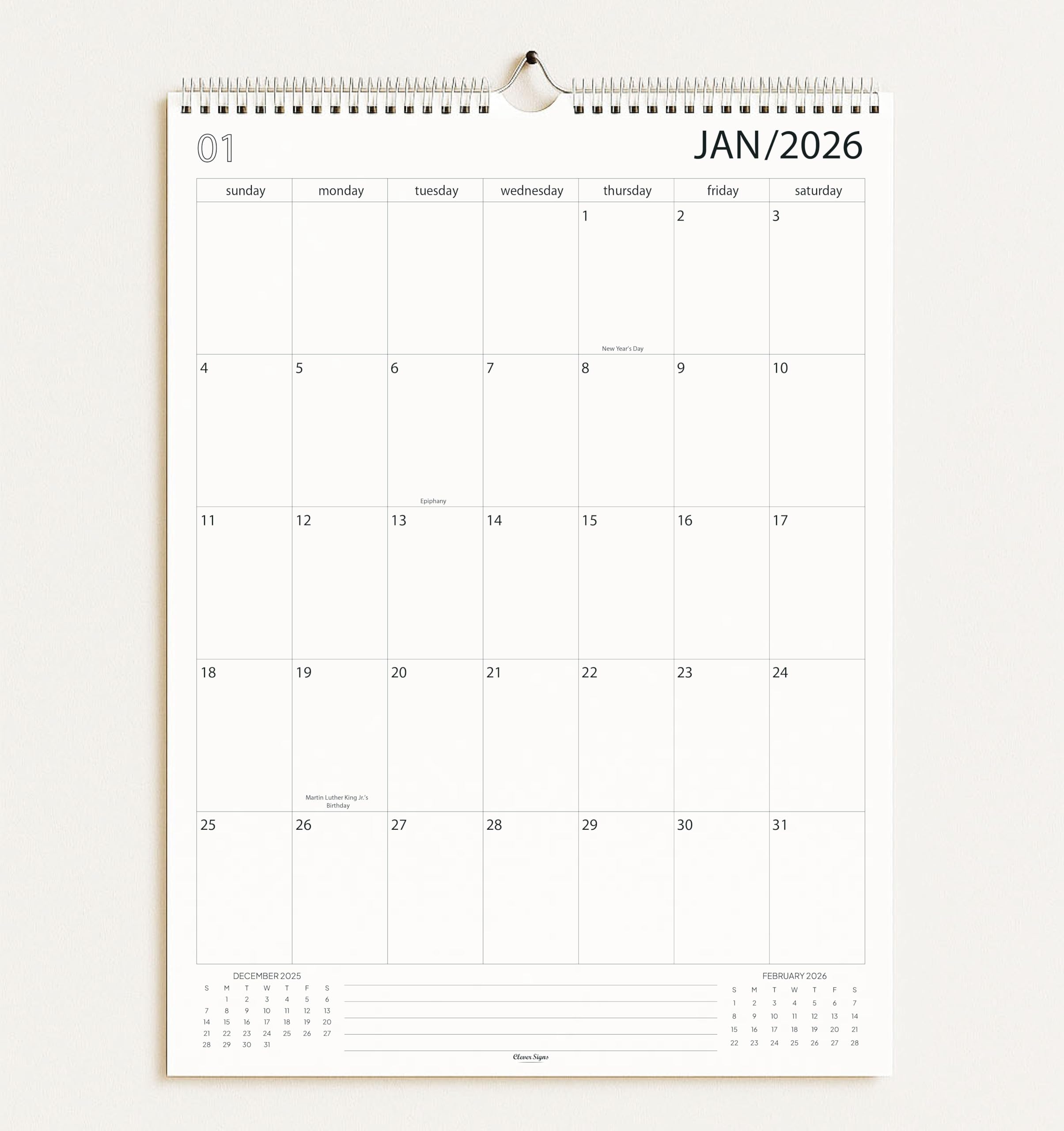 Wall Calendar 2026-2027, 18 Months, Runs From January 2026 to June 2027, 17" x 12" Large Wall Calendar with Hanger, Thick Paper, Spiral Binding, Easy