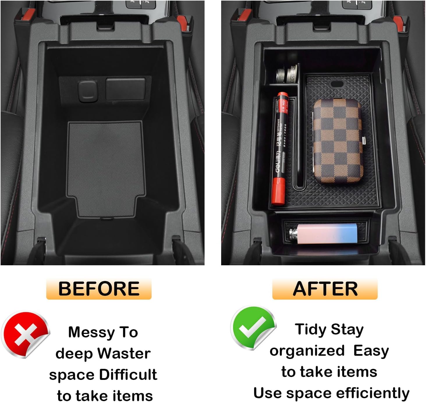 Blazer Center Console Organizer Compatible with Chevrolet/Chevy Blazer 2019 2020 2021 2022 2023 2024 2025 Accessories, Insert Tray Armrest Secondary Storage Box, Black