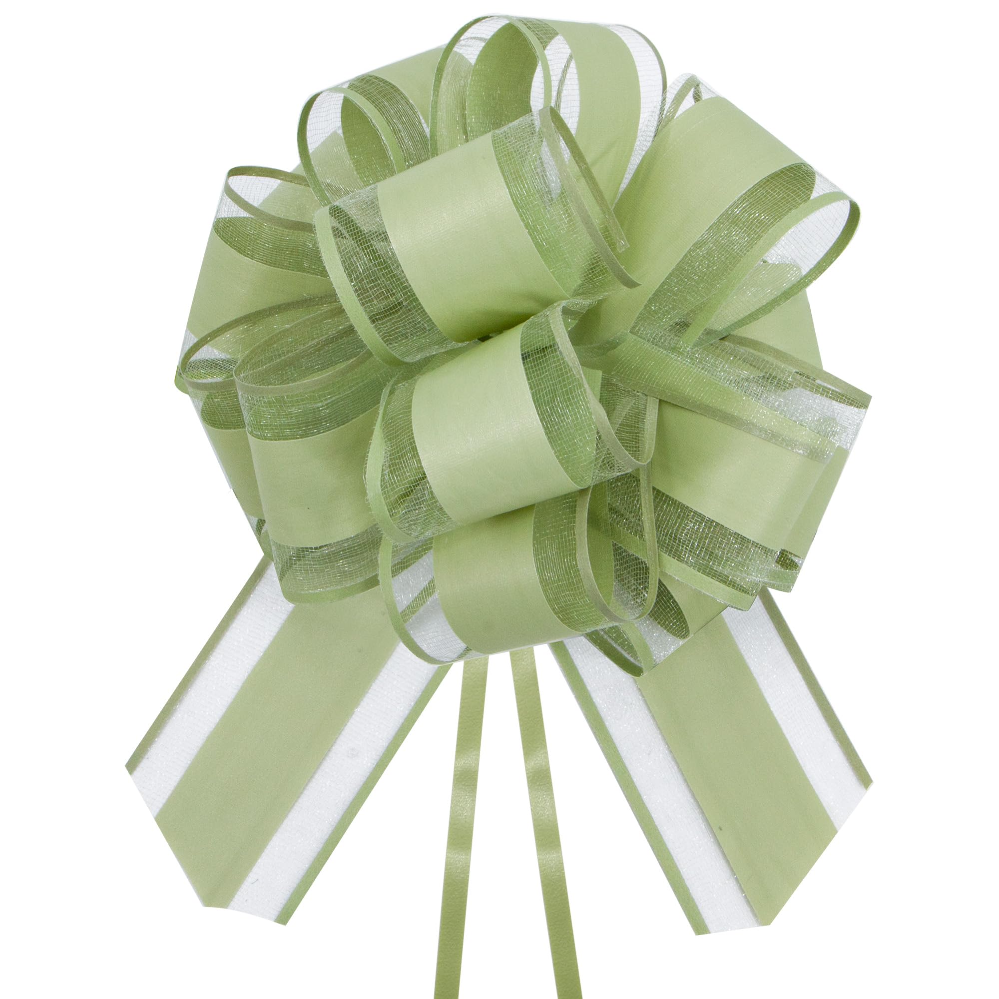 Time to Sparkle Organza Pull Bows 17cm*22cm Gift Wrapping Bows Present with Ribbon Pull String for Christmas Baskets,Party Present,Holiday - Bean Green