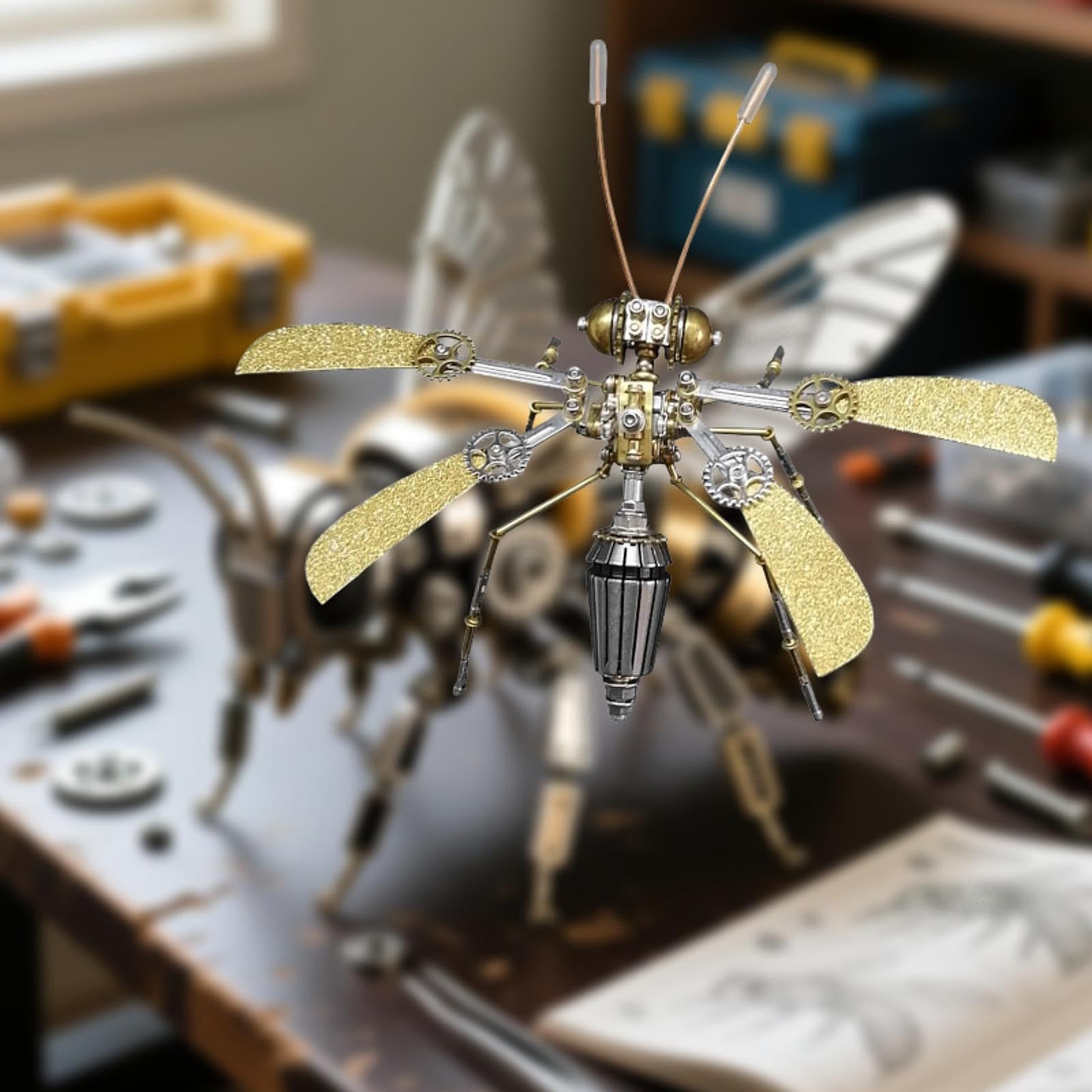 Oshhni Modelo de de Metal, Kit de Modelo mecánico para Bricolaje, decoración de Escena, fácil Montaje, Escultura mecánica Creativa, Rompecabezas 3D, Style C