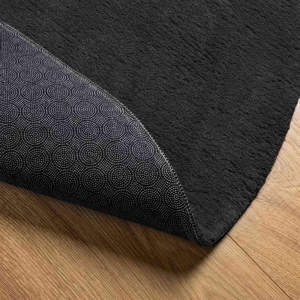 HUARTE Tapis ovale 160 x 230 cm - Tapis de salon moderne en polyester résistant - Antidérapant et facile d'entretien - Pour couloir et salon - Noir