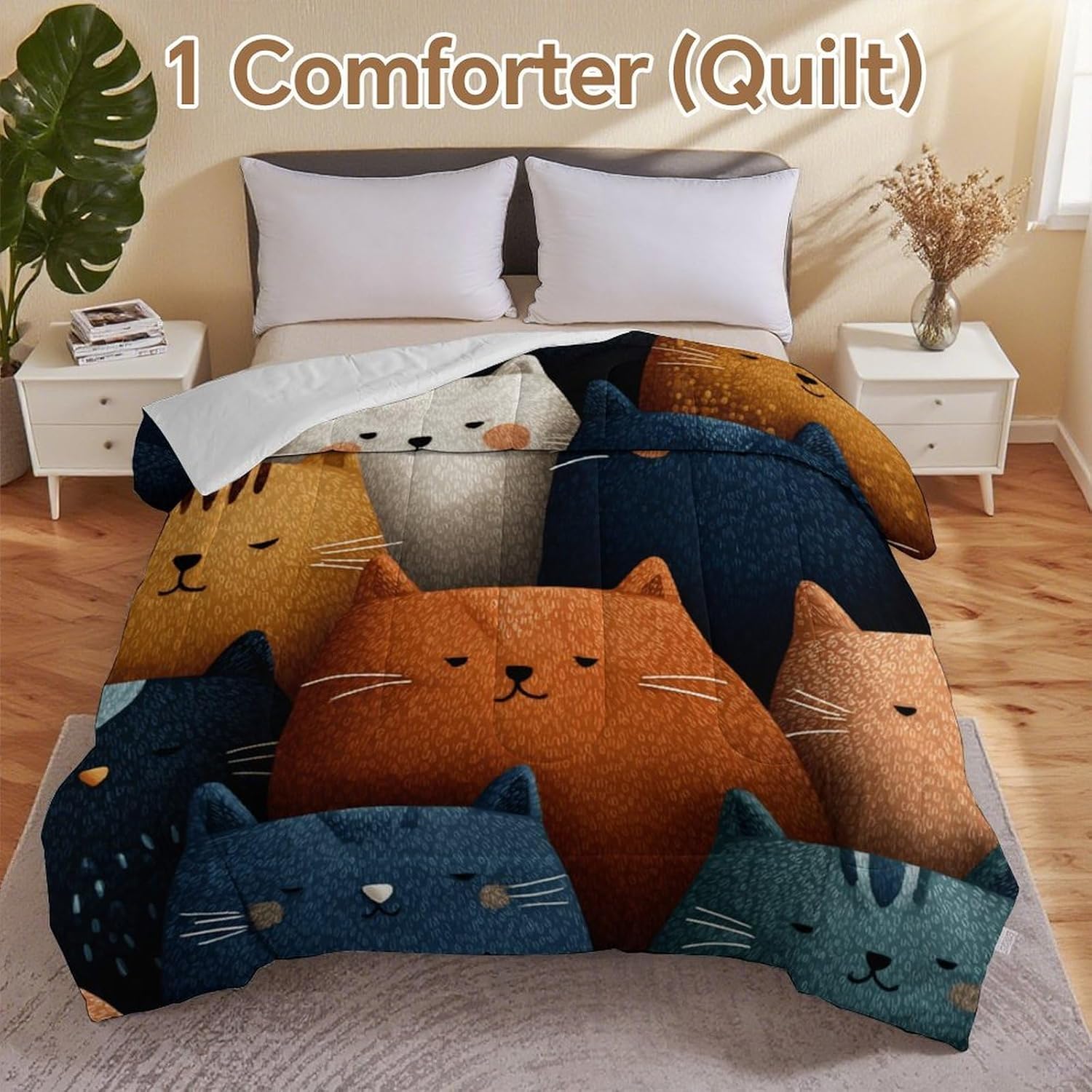 Cats Cushions Comforter Bedding Heavy Bed Blanket Soft Warm Fluffy All Seasons Only Quilt 203x229cm