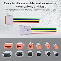 Vista 6 de Exqutoo Paquete de 2 conectores DT impermeables de 2 pines macho y hembra con cables de 16AWG 105℃ 600V y tubos termorretráctiles, aplicables