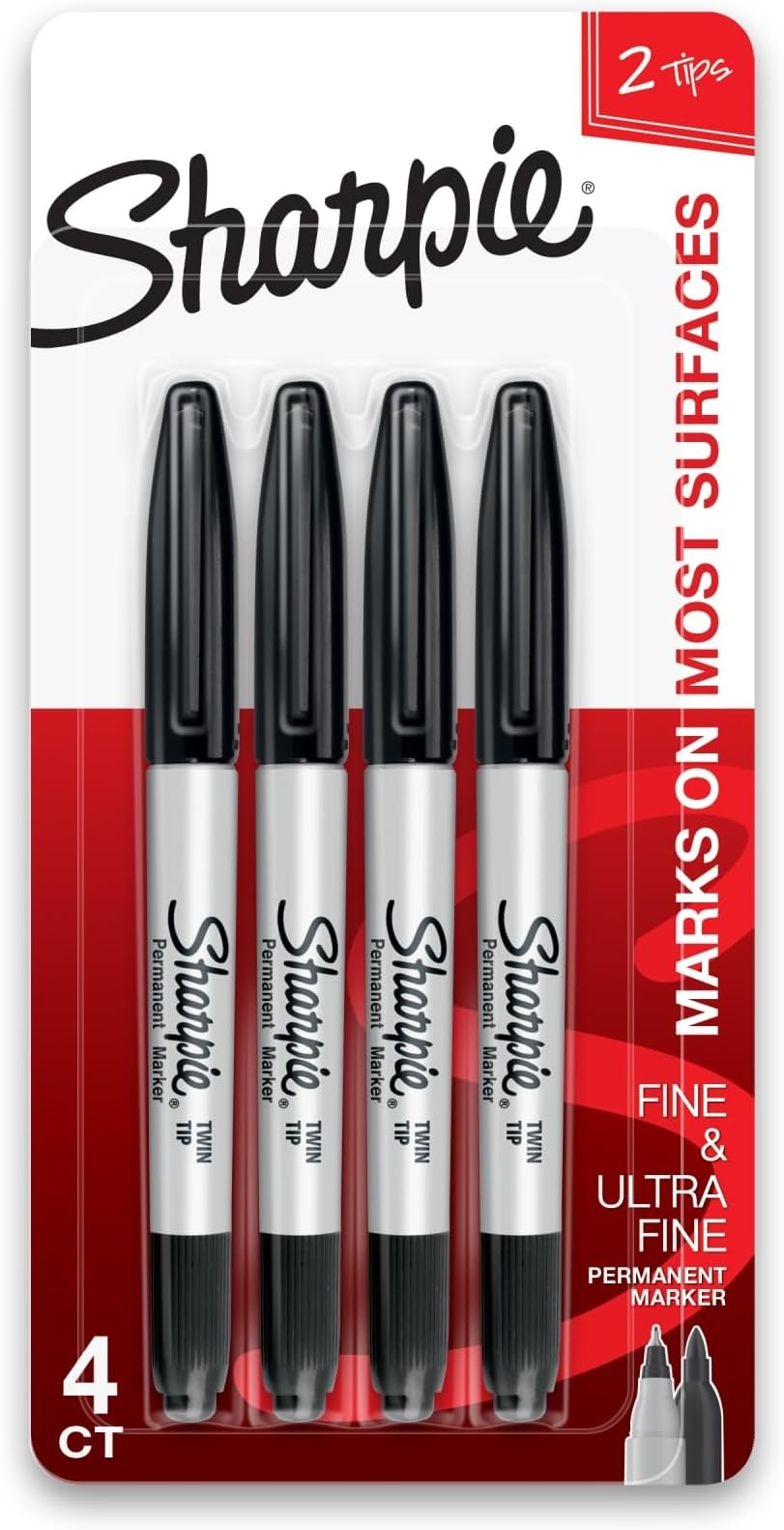 SharpieTWIN TIP BLK 4 PK