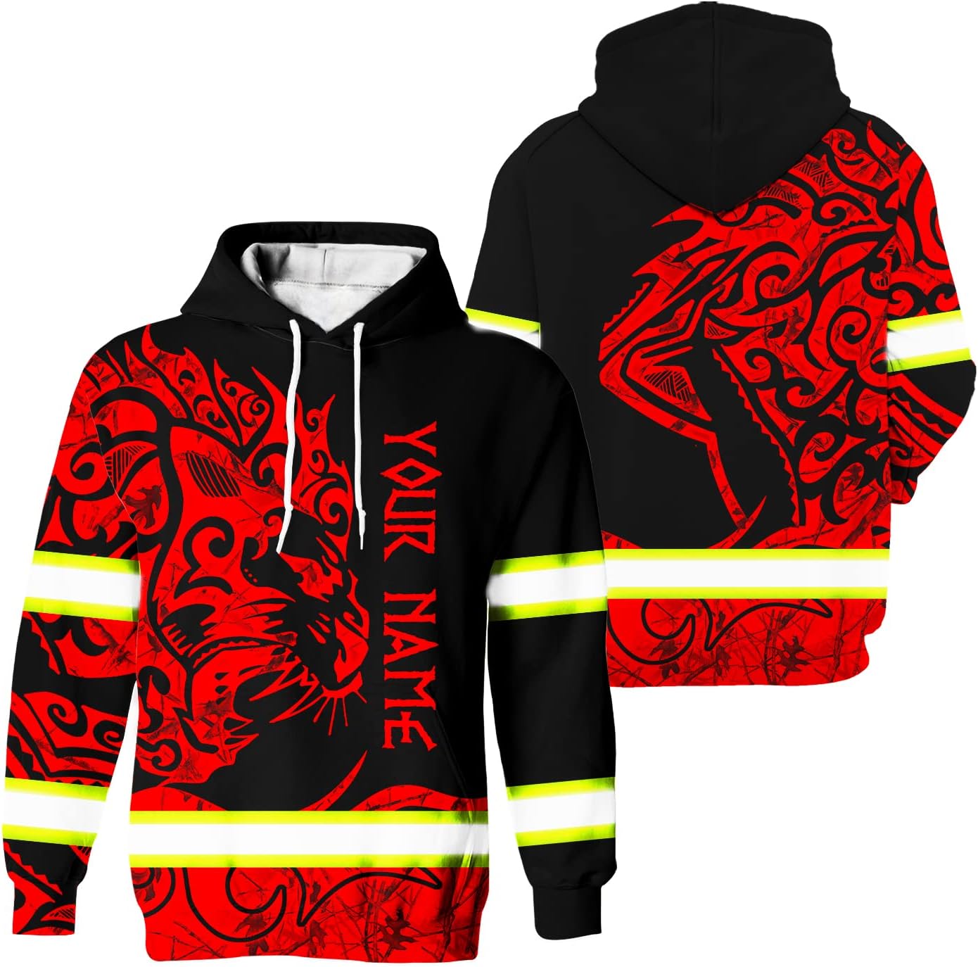 Eagle US Flag High Visibility Shirt for Men Hi Vis Shirt Custom Name Class 3 Reflective Safety Shirts Workwear