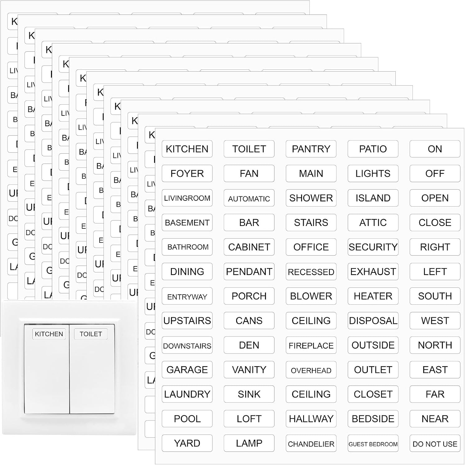 650PCS Light Switch Labels Stickers Transparent Waterproof