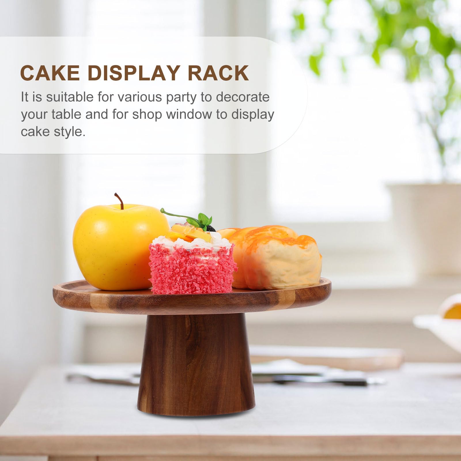 Uonlytech Présentoir à Gâteaux en Bois Rond, Support de Table pour Buffet Traiteur et Présentation de Layer Cakes