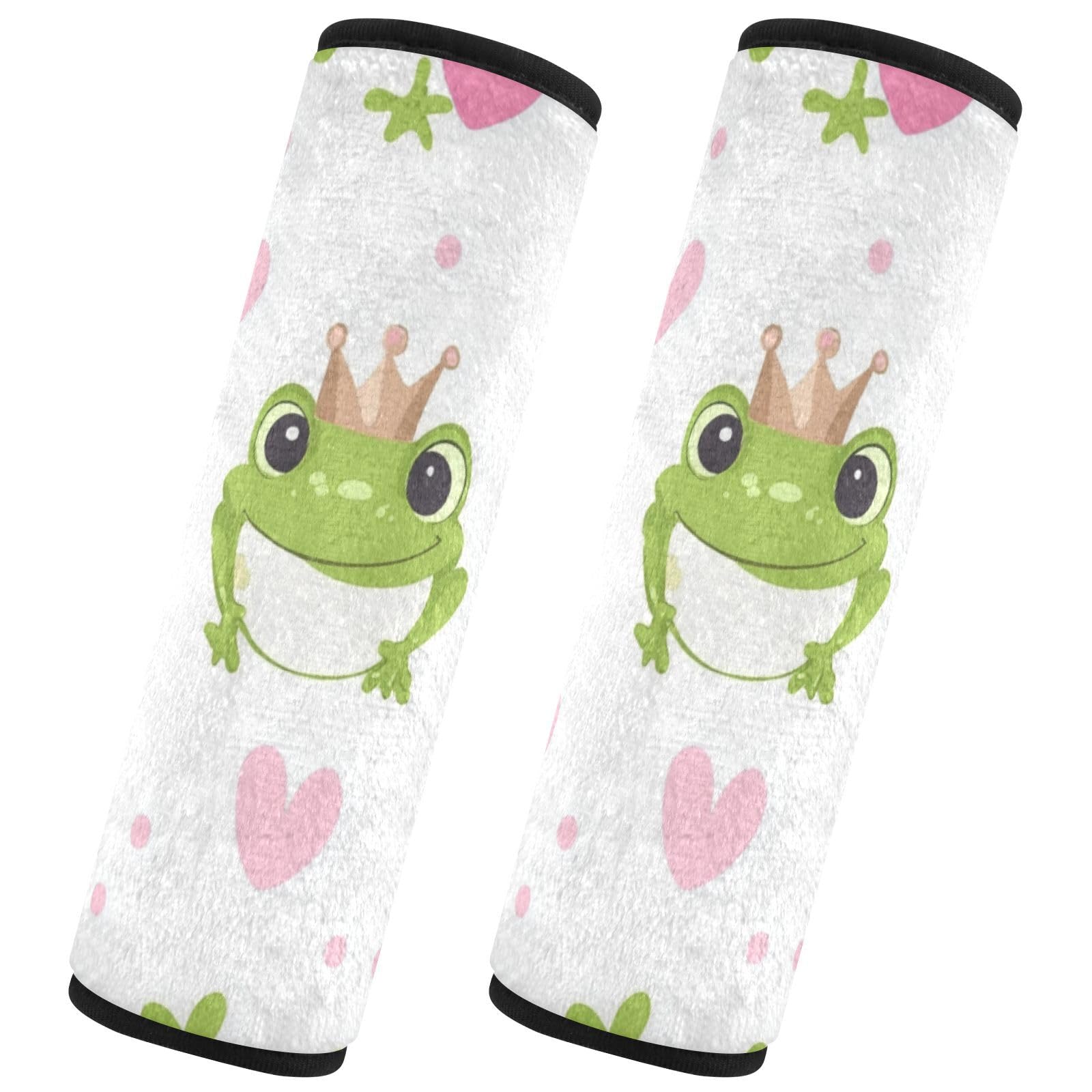 Seat Belt Covers 2 Pack Cute Frogs Princess Crown Car Seat Strap Covers Super Soft Car Seat Neck Cover for Boys Girls Adults Babies M