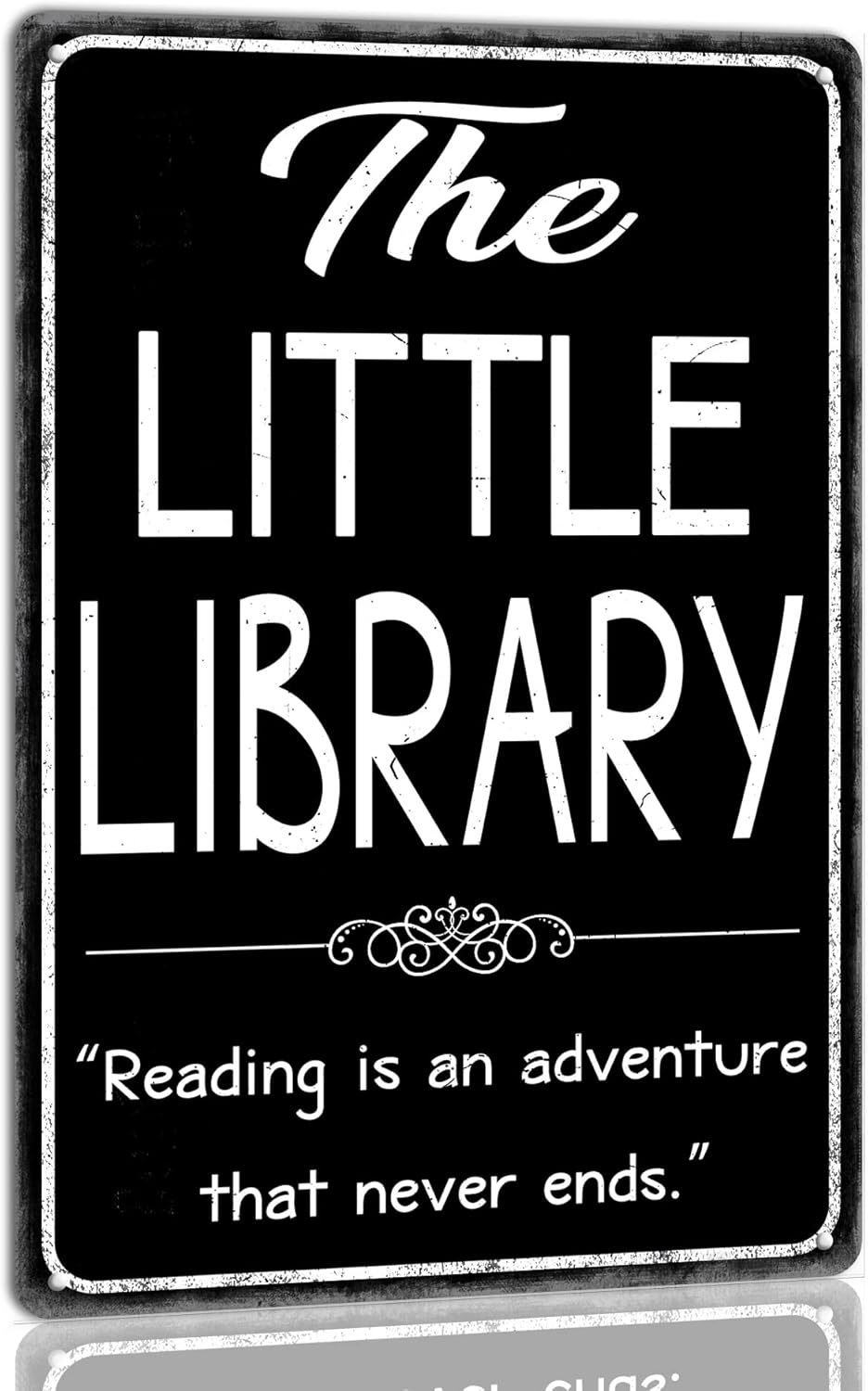 the Little Library Sign Library Themed Retro Metal Tin