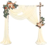 Vista 11 de Tela para envolver arco de boda, 4 paneles de 28 x 20 pies, cortinas de arco de boda rosa para ceremonia, cortinas de tela de gasa para cenador