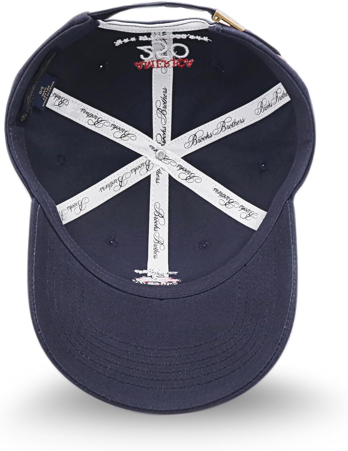 Brooks Brothers Men's America 250th 100% Cotton Twill Baseball Cap - Woven Logo One-Size Adjustable Hat