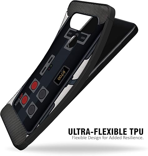 Miniatura 3 de CasesOnDeck - Funda compatible con LG V40 ThinQ, diseño de TPU con patrón pictórico, flexible, delgada y elegante (control retro negro)