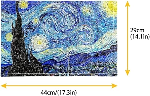 Miniatura 5 de JooMeryer - Juego de 4 manteles individuales de PVC con pintura al óleo de Van Gogh, fáciles de limpiar, lavables, resistentes al calor, color noche