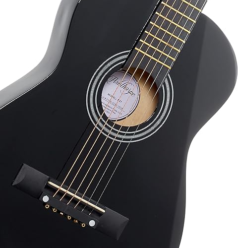 Miniatura 2 de Ashthorpe - Paquete de guitarra acústica para principiantes de 30 pulgadas (negro), kit básico de inicio con bolsa de concierto, cuerdas, correa,