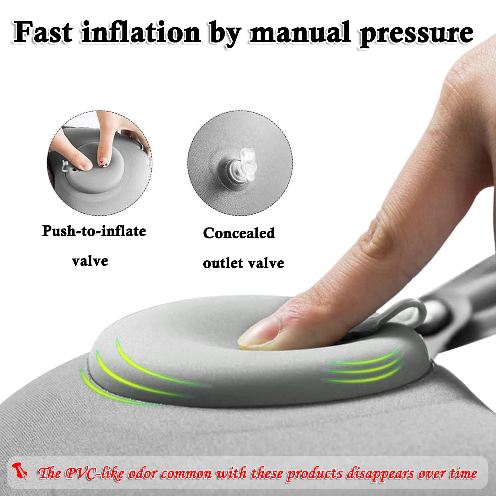 Coussin De Nuque Gonflable Xinlon - Avec Masque Et Bouchons - Pour Voyage, Avion, Bureau - Gris