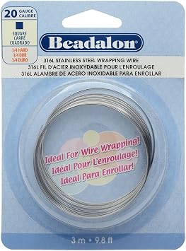 Beadalon Square Wire 316L Stainless Steel 20 Gauge, 3-Meter