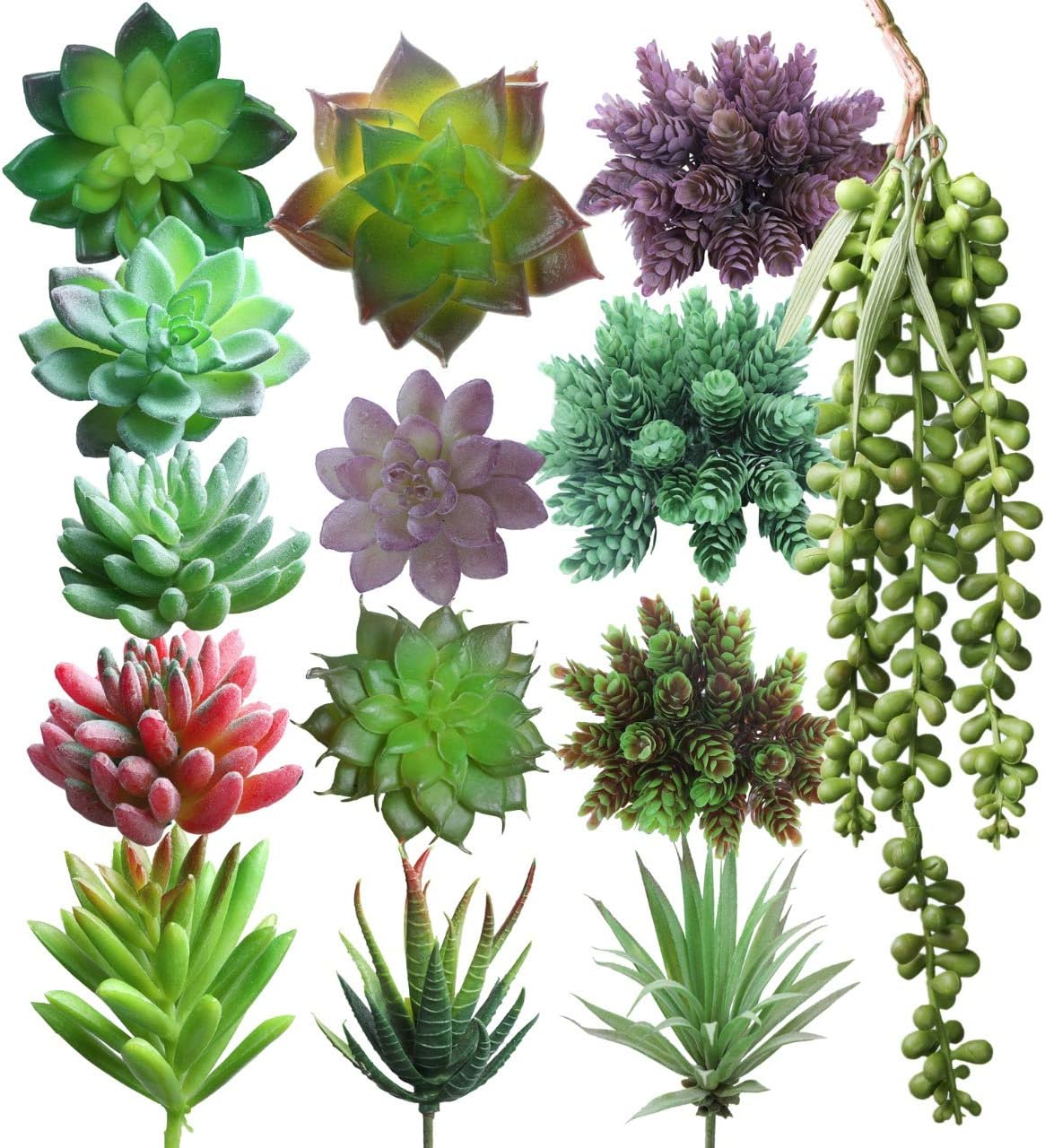Lasimonne 14 Pcs Faux Succulent Assorted Fake Succulent