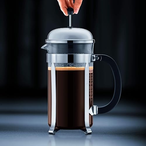 Miniatura 5 de Bodum Chambord - Cafetera de prensa francesa, Jarra de vidrio, Mate Cromo