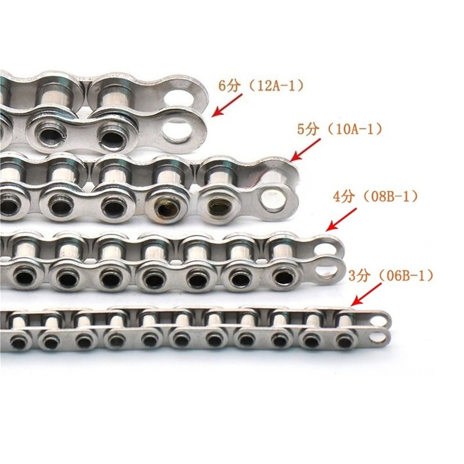 Compatible con cadena de rodillos de acero inoxidable 304. | Pasador hueco de paso corto, varios tamaños, cadena de transmisión industrial de 1 m y 1,5 m(1.5 Meter(06B-1))
